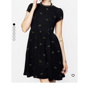 Disturbia Black A-Line Casual Dress Crew Neck Cap Sleeve